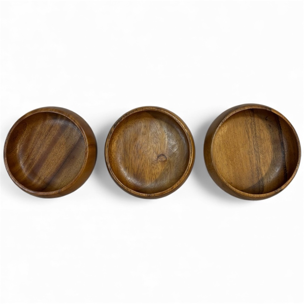 Vintage MCM Style Made in Philippines Wood Salad Bowl Set of 3